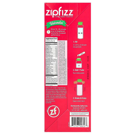 Zipfizz, арбуз, 20 трубочек по 11 г (0,39 унции)