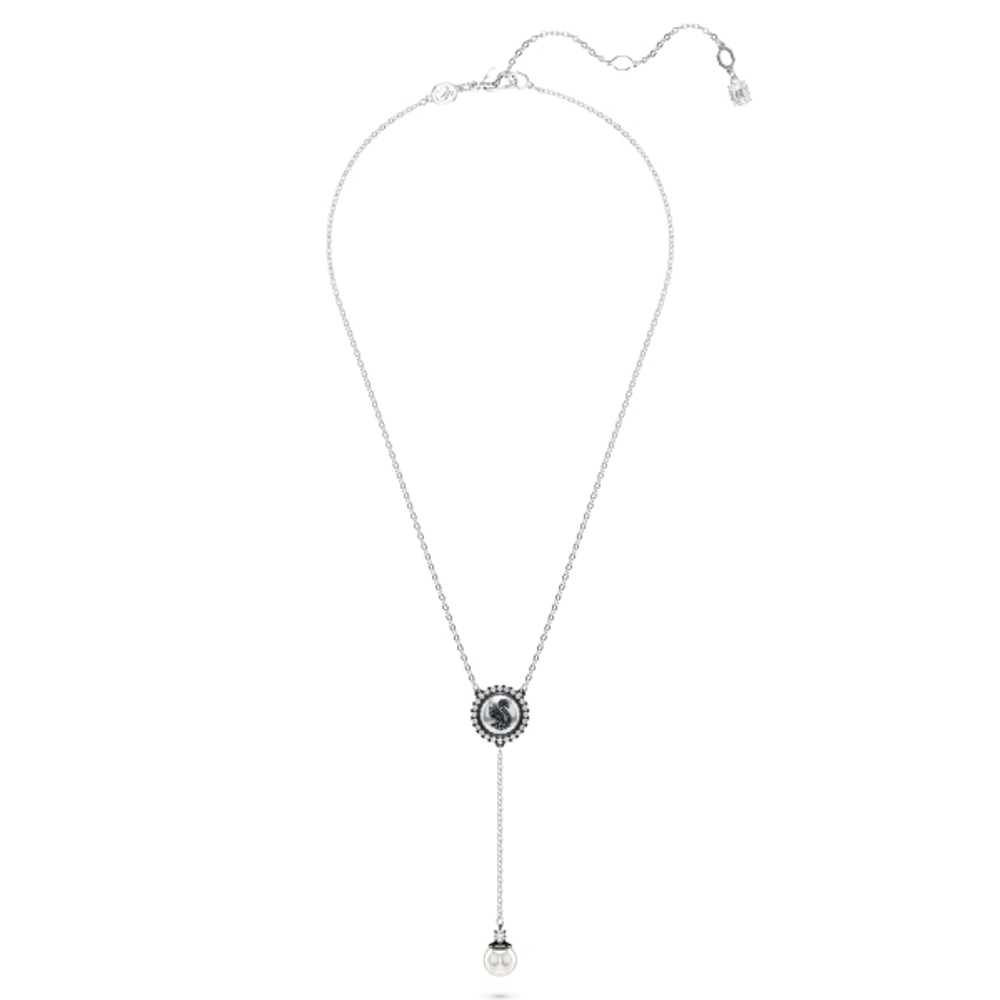 SWAN:NECKLACE PRL GRY/RHS