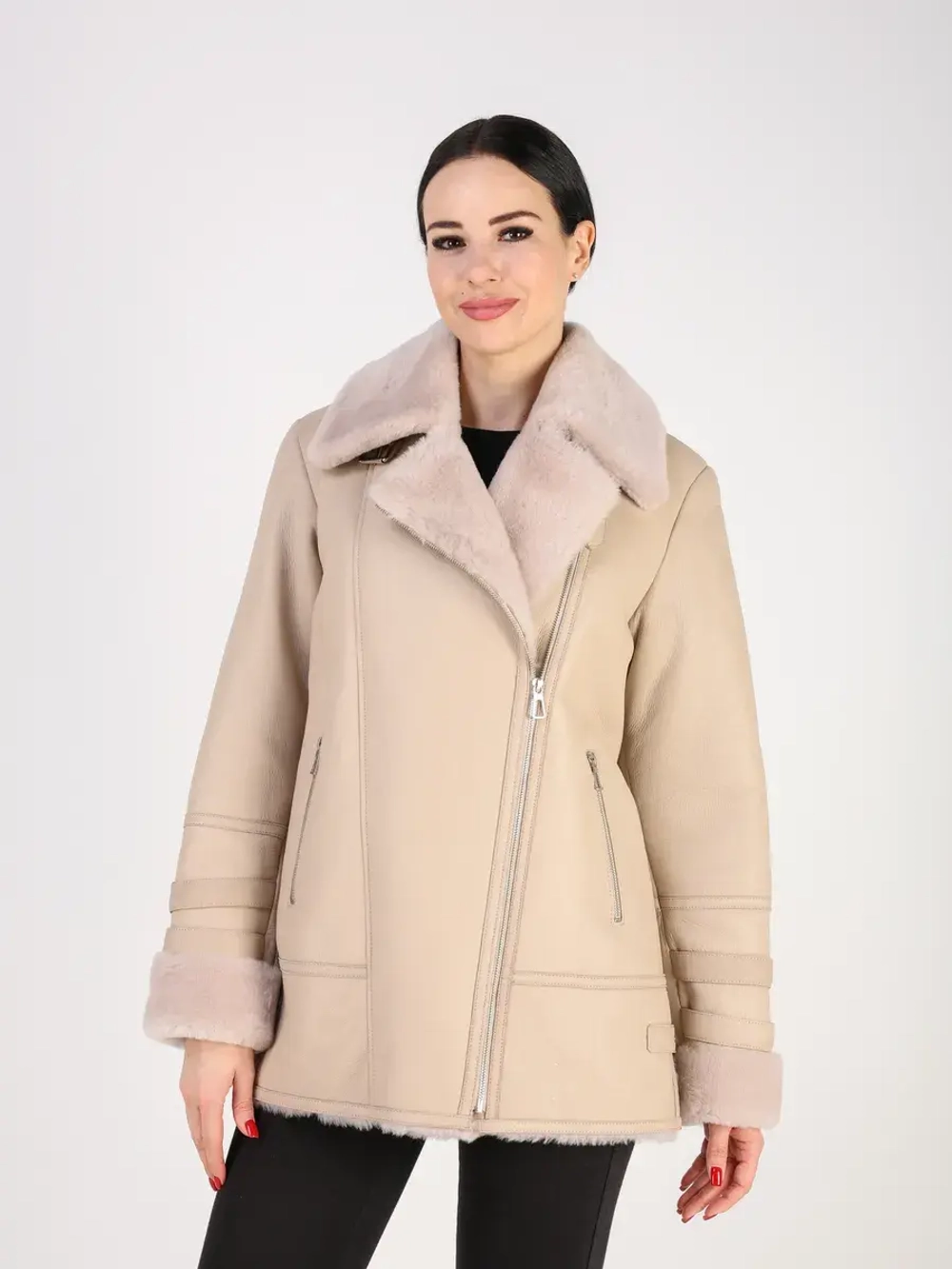 Дубленка зимняя натуральная авиатор оверсайз Турция