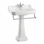 Раковина на пьедестале Burlington Edwardian 62 B5 1TH-P1-T3 CHR с полотенцедержателем белая
