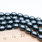 "Майорка" рис, цвет черный АВ, размер около 8*6 мм, цена за 24-25 шт (1/2 нити)