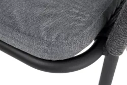 "Лион" стул плетеный из роупа, каркас алюминий серый (RAL7022) муар, роуп серый круглый, ткань серая 017