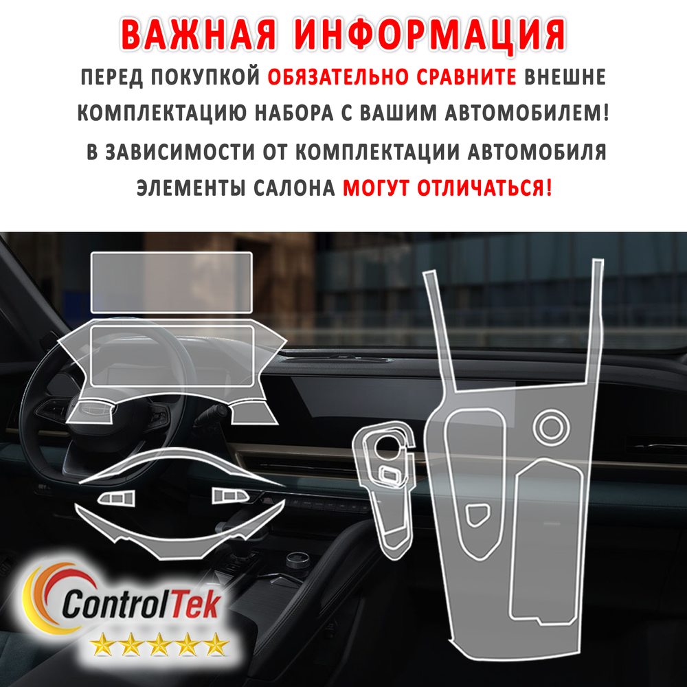 Geely Monjaro (2023) - комплект защитных пленок 4 в 1. Пленка защитная ControlTek HYBRID со слоем TOP COAT. Толщина: 6 mil. (175 мкм.)
