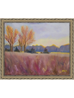 Картина авторская маслом на холсте 33х41 см на стену для интерьера "Осенняя рапсодия"