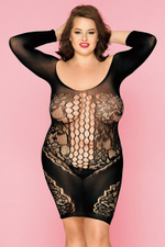 Платье-сетка и стринги Candy Girl Merimba, 2XL (Цвет: черный)