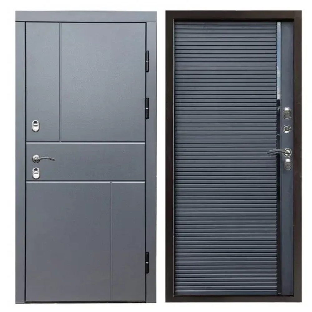 Дверь входная металлическая с терморазрывом Вертикаль grey porte black Paputin's - 1112