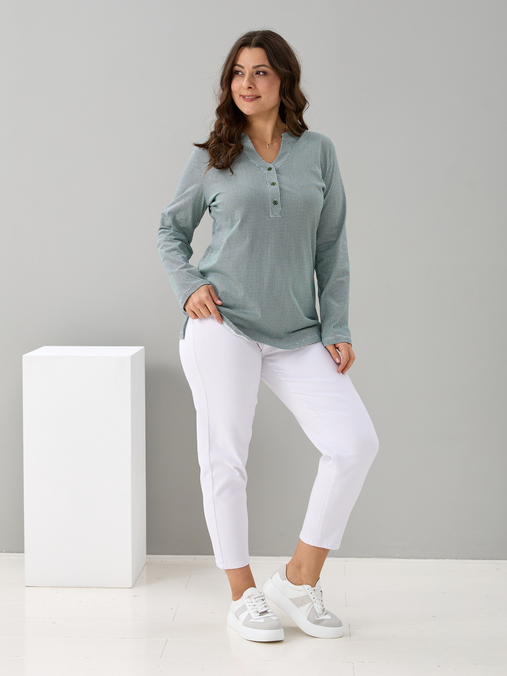 Блузка БЛ-22/гусинаялапка-зеленый