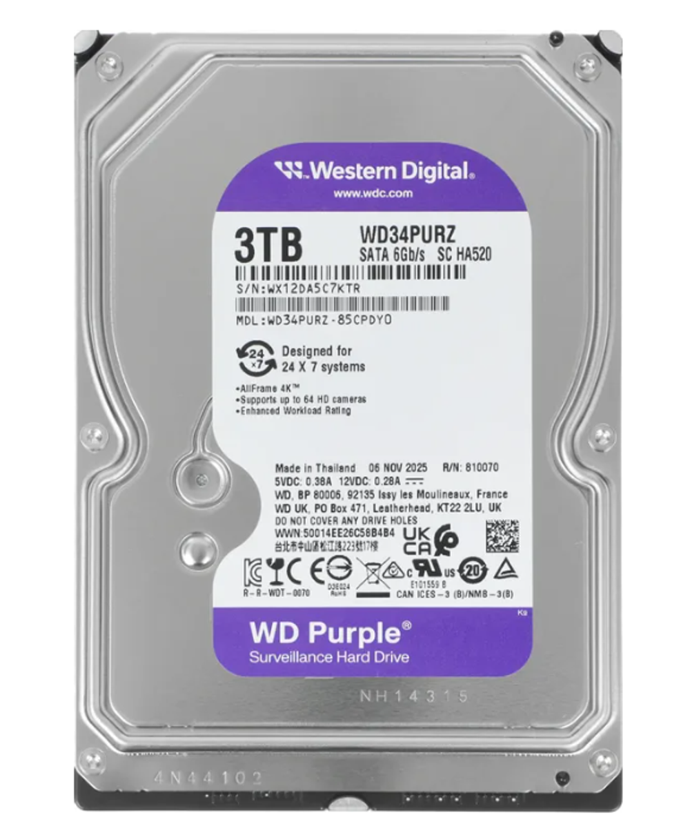 Жесткий диск Western Digital WD Purple 3 ТБ 3,5″ (WD34PURZ)