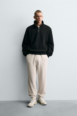 ZARA БАЗОВЫЕ БРЮКИ-ДЖОГГЕРЫ, СВЕТЛО-БЕЖЕВЫЙ