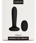 Чёрный анальный вибростимулятор Primo с функцией нагрева - 12 см.