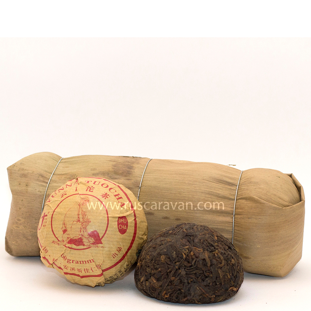 0519к Чай прессованный черный Пуэр Шу "Синьцзяжэнь" то ча, 100гр