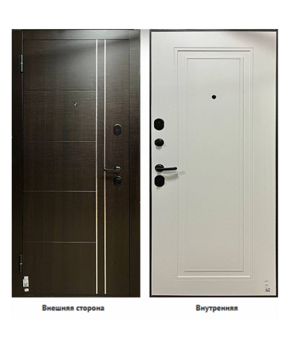 ДВЕРЬ ВХОДНАЯ FERRONI ВЕРТИКАЛЬ ВЕНГЕ ТЕМНЫЙ/ЭМАЛИТ БЕЛЫЙ ЛЕВАЯ 0,8