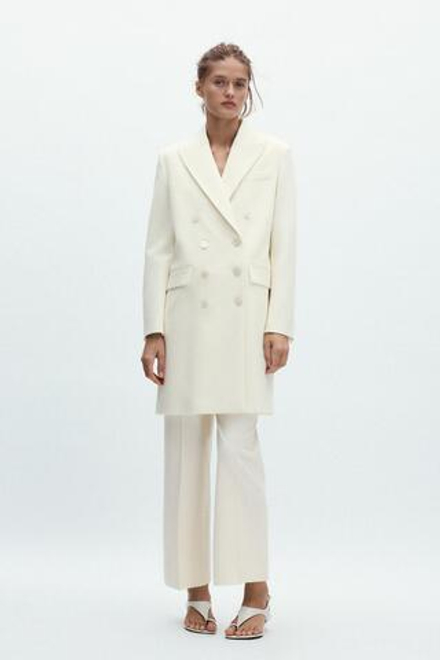 ZARA КЛАССИЧЕСКОЕ ПАЛЬТО — ZW COLLECTION, ЖЕЛТОВАТО-БЕЛЫЙ
