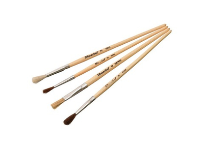 Кисти набор Silwerhof Пластилиновая кол-ция 4шт. пони №2,3, пуш.мех.круг.№ 3, щет.плос.№ 6