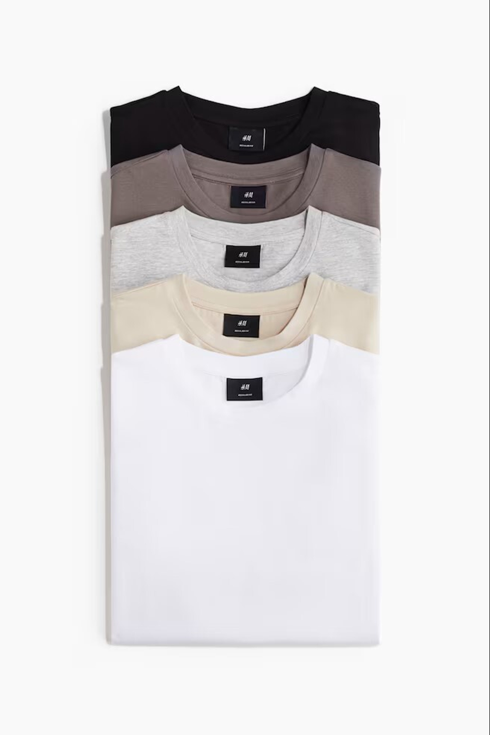 H&M Футболка комплект 5 шт, серый меланж