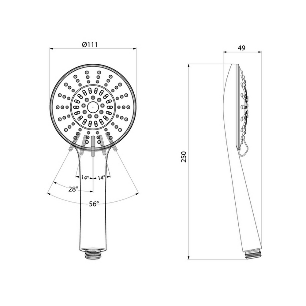 Лейка для душа Milardo ILS5FBRM18 "Ideal Spa" D111мм, 5 режимов, ЧЕРНЫЙ матовый, коробка