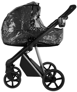 Детская коляска Roan Sol Vintage Luxury 2.0 3 в 1 с автокреслом Tutis Elo Lux EduSky Black VIN 05/CB Caviar Black/Nickel/руч.Black