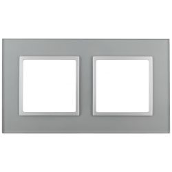 14-5102-03 ЭРА Рамка на 2 поста, стекло, Эра Elegance, алюминий+алюм