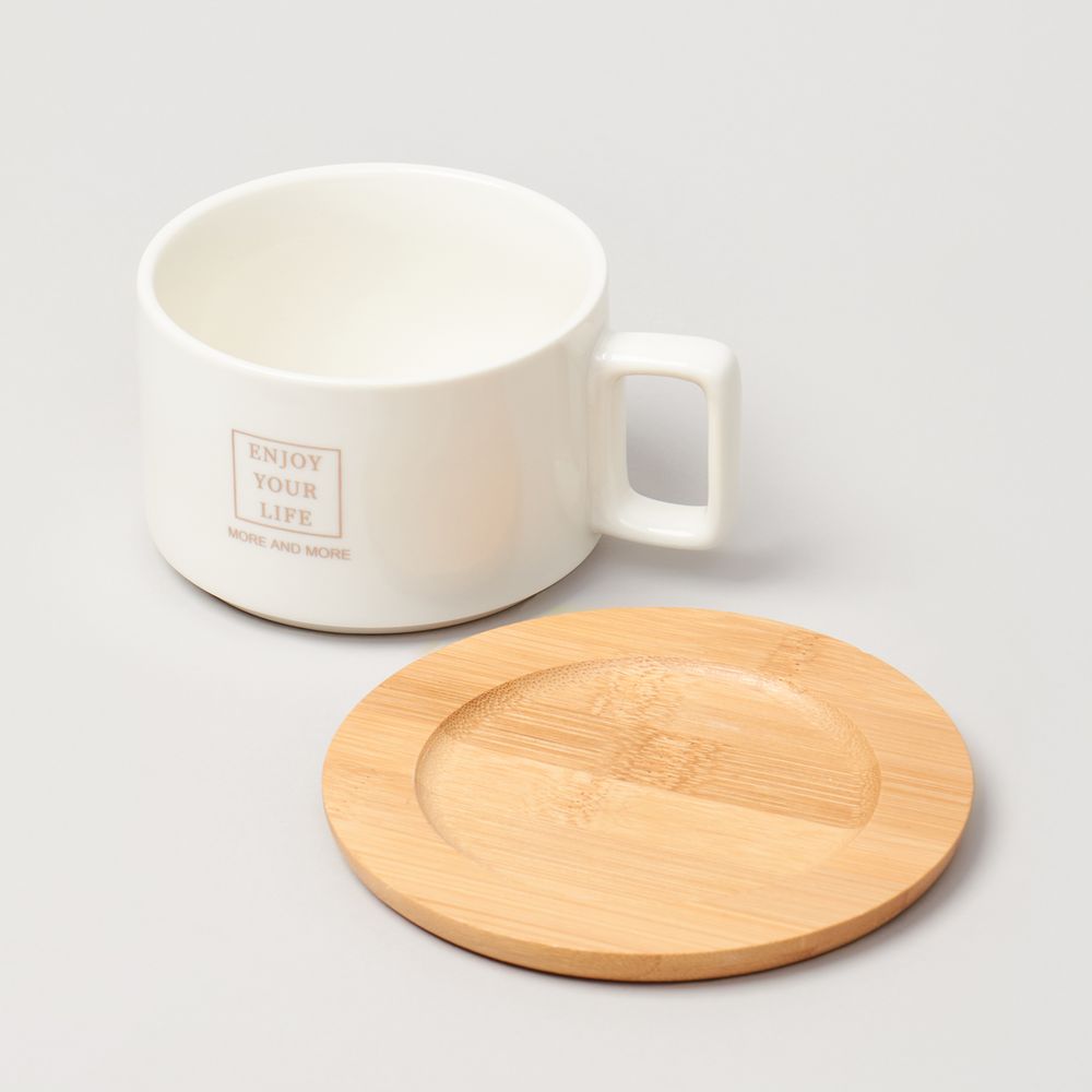 ЧАЙНАЯ ПАРА LEFARD WHITE 300 МЛ С БАМБУКОВЫМ БЛЮДЦЕМ