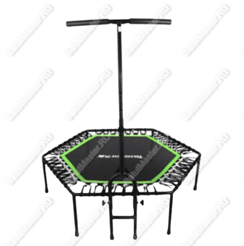 Каркасный батут с Т-образной ручкой, диаметр 4 фт, черно-зеленый