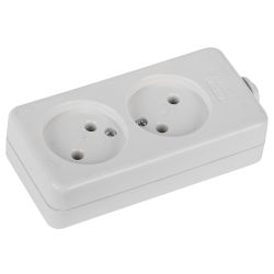 Колодка ЭРА K-2 2 розетки без зазeмления белая