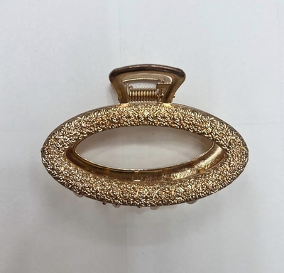 Заколка-краб для волос «AKS - DesignPRO», овал, цвет золото и хром, 6.8*3см