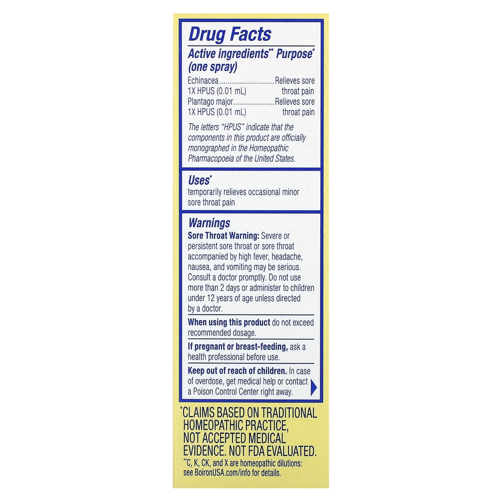 Boiron, ThroatCalm®, спрей, для детей от 12 лет, травяная мята, 20 мл (0,68 жидк. унции)