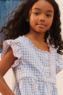 ZARA ПЛАТЬЕ В КЛЕТКУ, СВЕТЛО-ГОЛУБОЙ