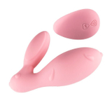 Многофункциональный вибростимулятор в форме зайчика Eris с пультом (10 режимов) (Цвет: нежно-розовый)