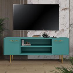 Тумба под ТВ Арт Колор matte 155см Стайл Голд Пастельно-синий матовый