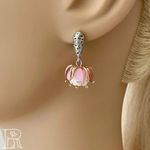 LEFIREL' Серьги серебряные женские "Весна" с цветами из муранского стекла / ювелирные украшения из родированного серебра 925