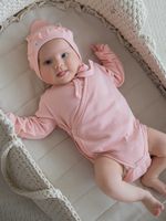 Боди-кимоно с длинным рукавом и наружными швами "Чайная роза" 0+