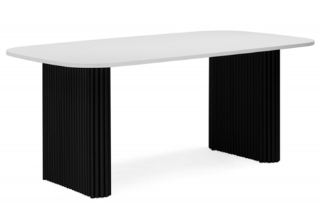 Стол деревянный Woodville Бавария B 160 х 90 белая пленка шагрень, черный, ножки черные