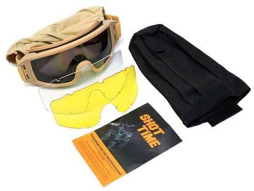 Маска стрелковая ShotTime Puma, защитная (хаки), комплект с 3 линзами