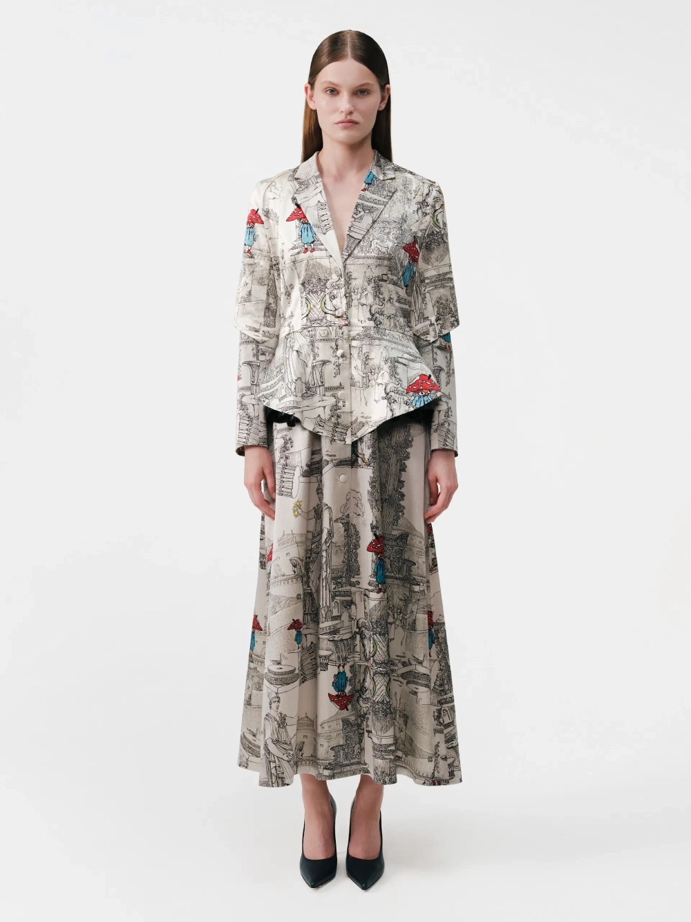 Платье с баской принтованное OLA OLA