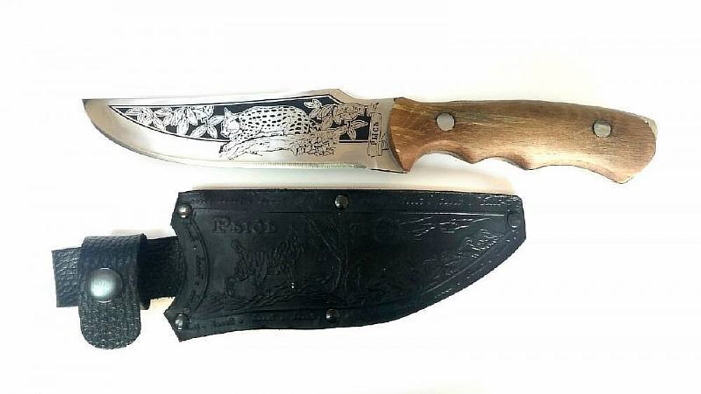 Нож Кизлярский Рысь с кожаными ножнами