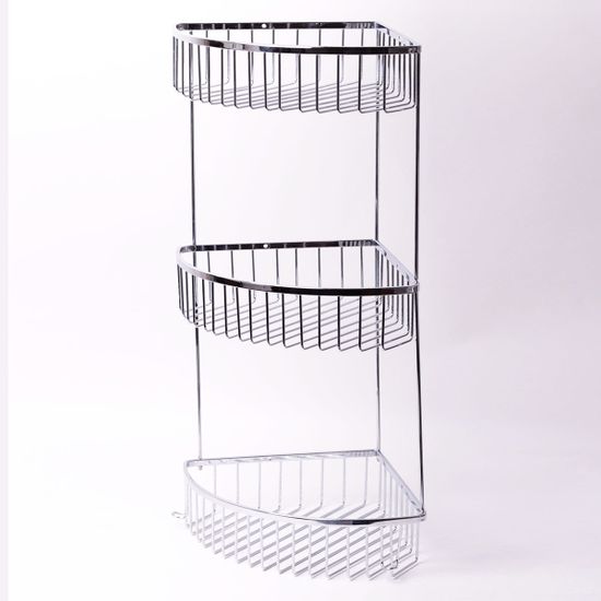 Полка для ванной 3-ярусная угловая Besser BS 8511E (24х24х61 см) из хромированной стали