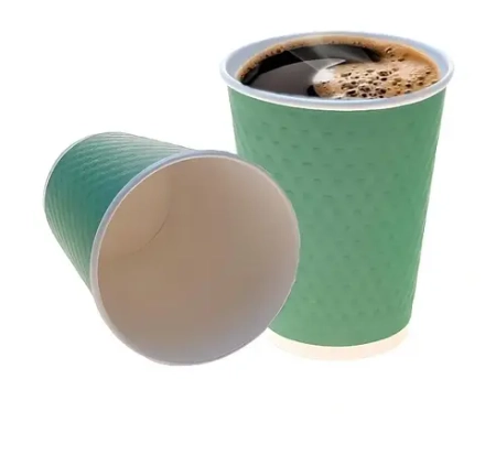 Стакан бумажный двухслойный SaaMi 300 мл с конгревом Bricks Зеленый для горячего