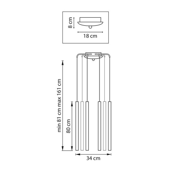 Комплект с подвесной люстрой Lightstar Tubo (574733+747443 (8шт) L8T747443