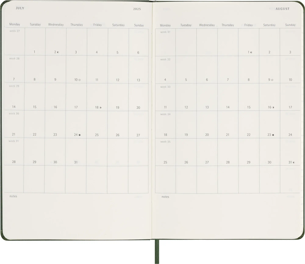 Ежедневник на 2025 год Moleskine Classic (DHK1512DC3) 13х21см твердая обложка зеленый