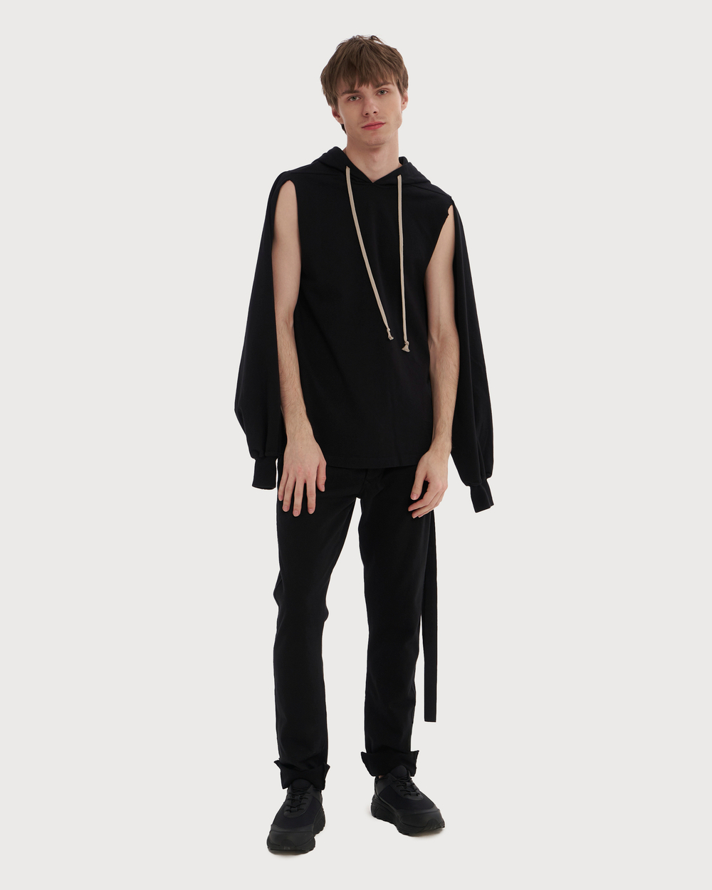 RICK OWENS DRKSHDW ХУДИ ЧЕРНАЯ CAPE SLEEVE JUMBO