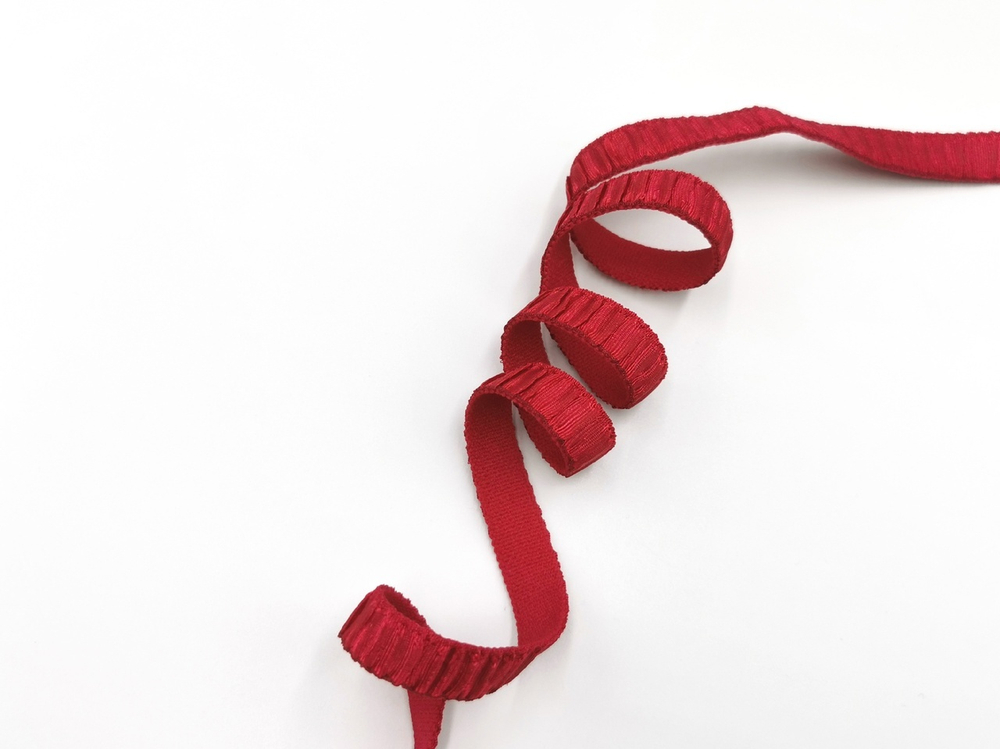 Бретелечная резинка со сборкой и блеском, 12 мм, темно-красный, (Арт: BR960/12-101), м