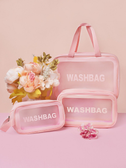 Косметичка водонепроницаемая Washbag сумка с ручкой органайзер косметичка для бассейна душа роддома, розовая 30*12*21см