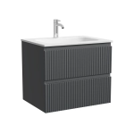 Тумба подвесная SANCOS Сноб Р (Snob R) 590х445х500, c двумя ящиками оснащенными доводчиками, темный антрацит матовый, арт.SNR60MDH