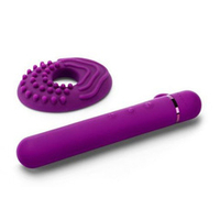 Фиолетовый мини-вибратор 11,9см с текстурированной насадкой Le Wand Baton Purple LW-015-CHR