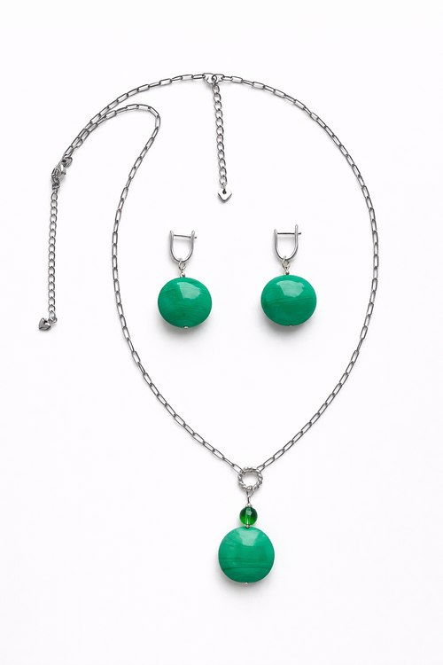 Комплект украшений из муранского стекла: колье, серьги