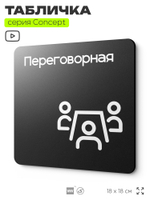 Табличка Переговорная, на дверь и стену, навигационная и информационная, серия CONCEPT, 18х18 см, Айдентика Технолоджи