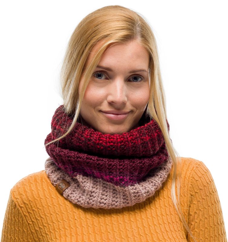 Вязаный шарф-труба с флисом Buff Neckwarmer Knitted Polar Alina Maroon Фото 1