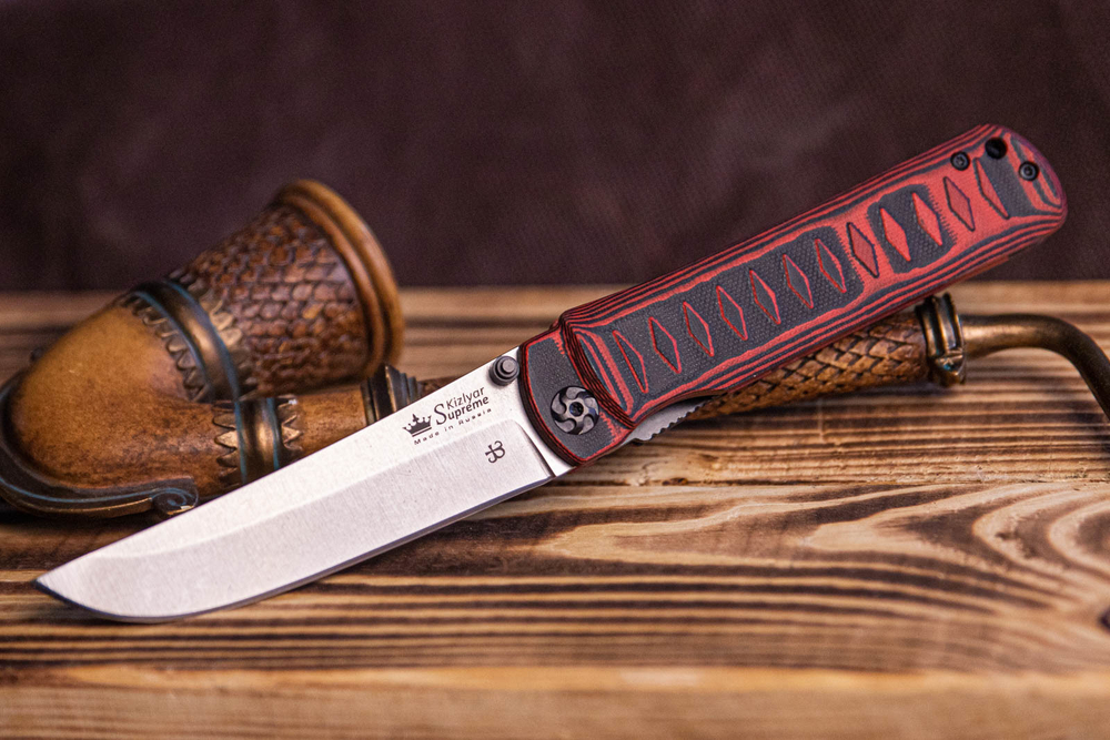 Складной нож Whisper D2 StoneWash Red, на подшипнике