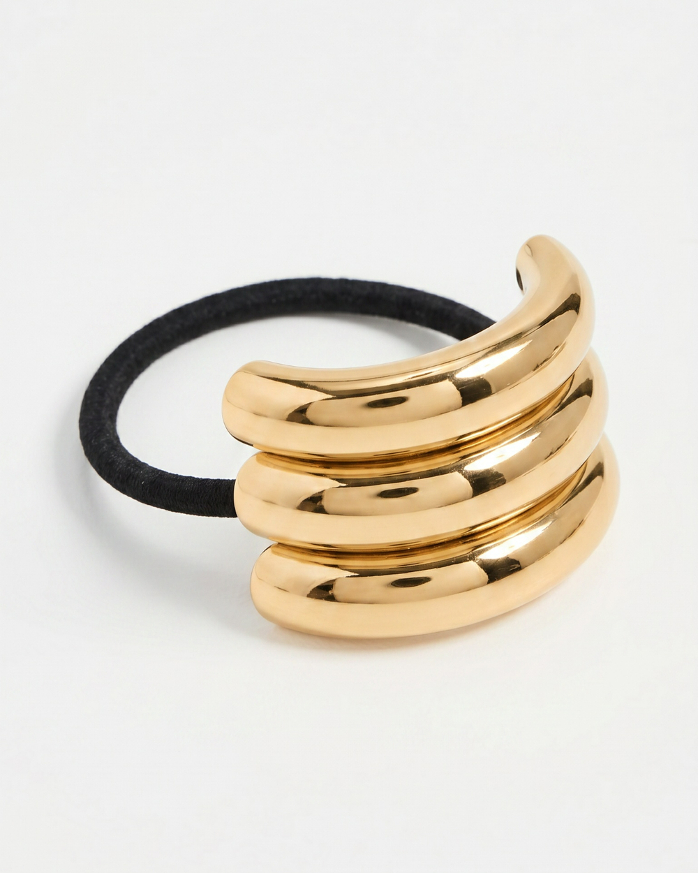 Резинка для волос металлическое полукольцо «TRIPLE HAIR CUFF SILVER», золото/серебро
